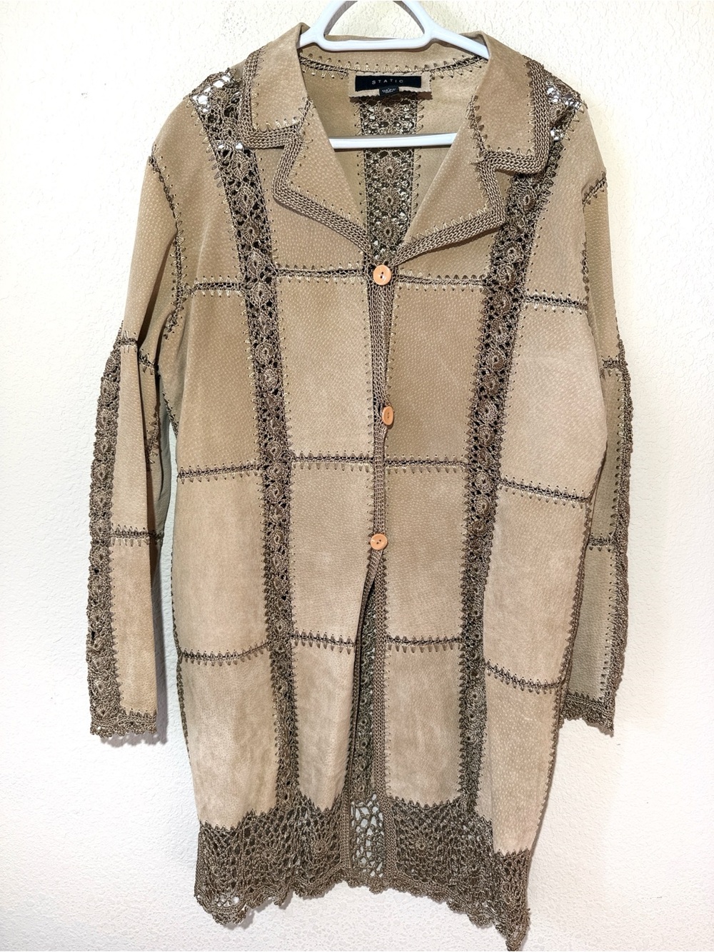 VTG Leather Crochet Jacket Longline